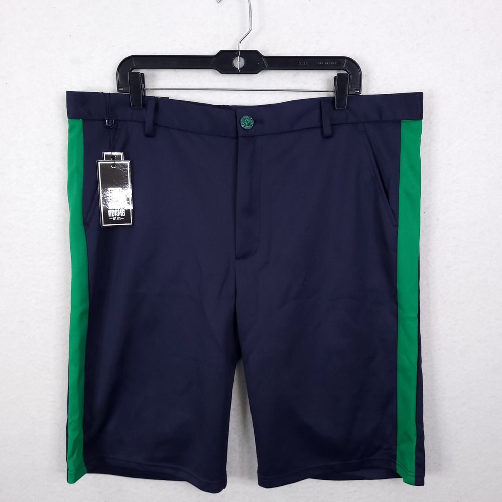 Stacy Adams Mens Navy Green Side Stripe Performance Golf Shorts Size 40 NWT